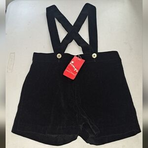 Vintage Imp Originals Black Velvet Kids Suspender Shortalls Made in USA 4T